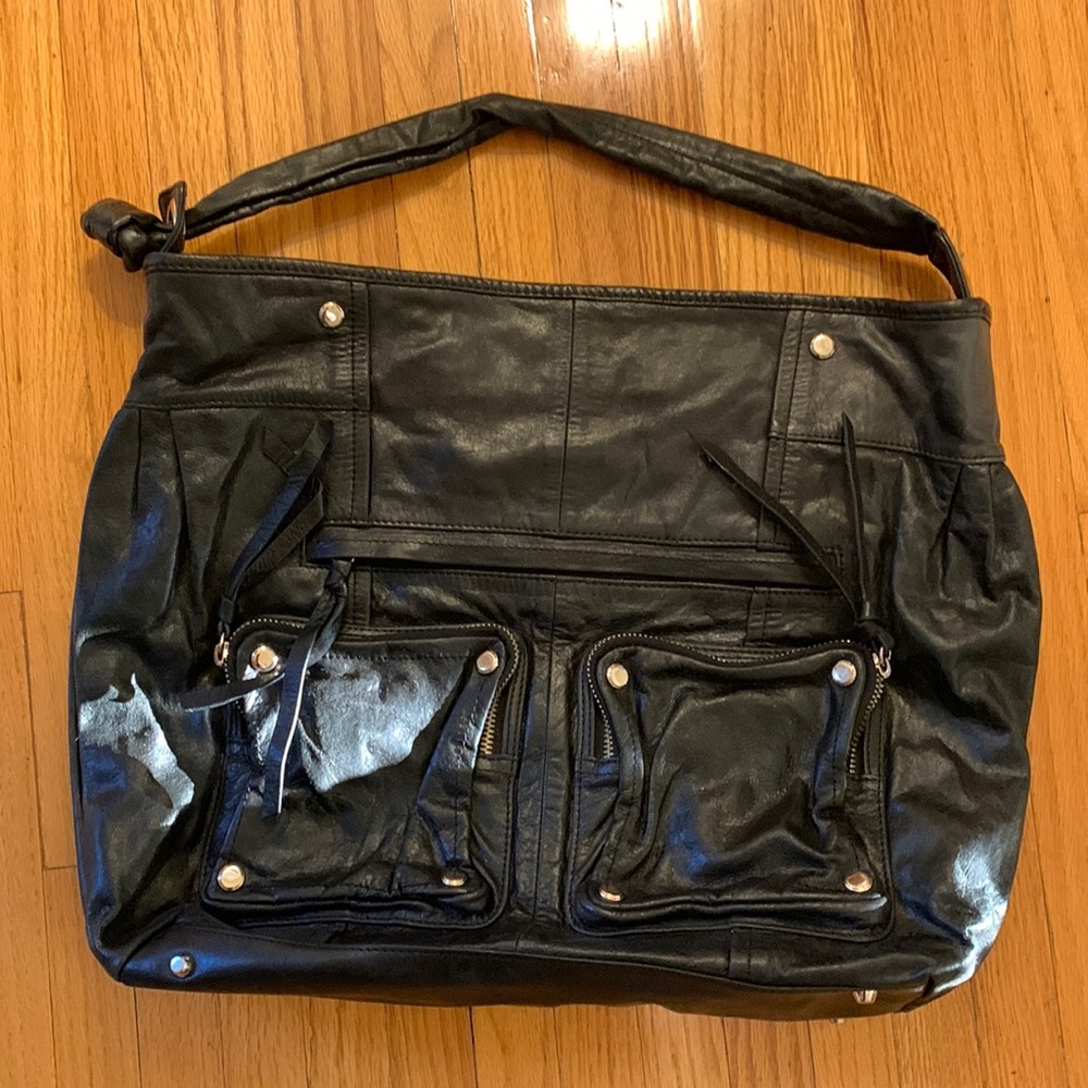 Jason Drake Black Shoulder Bag